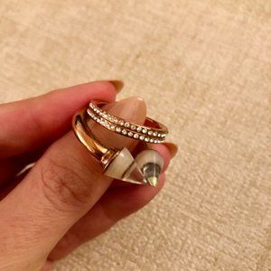 Vita Fede Rose Gold Double Crystal Titan Ring